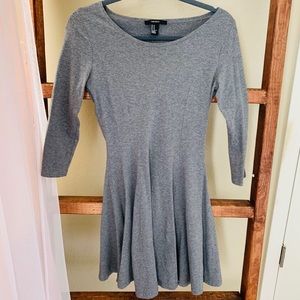 Forever 21 Grey 3/4 Sleeve Skater Dress